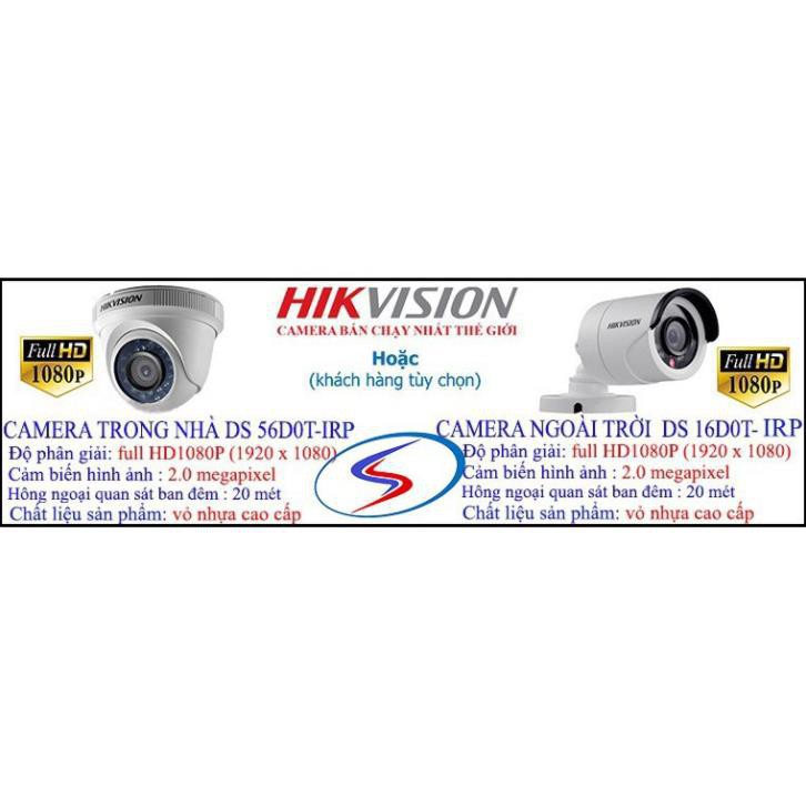 Bộ camera hikvision 3 mắt full hd 1080p, hdd 250gb