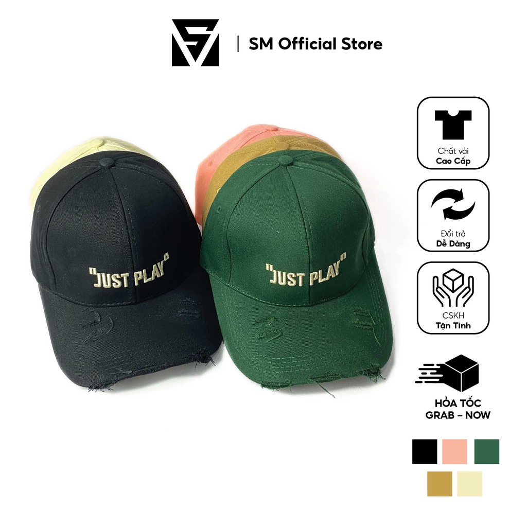 Mũ lưỡi trai nón kết rách thêu chữ Just Play mũ nón thời trang nam nữ phong cách Hàn Quốc - SMN022 Soulmate Store
