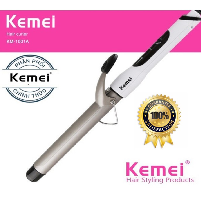 Máy Uốn Làm Xoăn Tóc Kemei 1001a, 4 Mức Chỉnh Nhiệt, Chất Liệu Cao Cấp Không Gây Hư Tổn Cho Tóc - Bảo Hành 12 Tháng