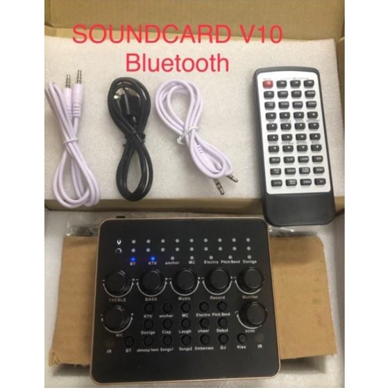 Bộ hát live stream Sound card V10 và micro AQTA ALC 280 tặng kèm tai nghe ốp - 448