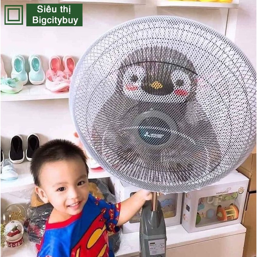 Lưới vải bọc quạt giữ an toàn cho bé với nhiều hình đáng yêu .ĐTBX!
