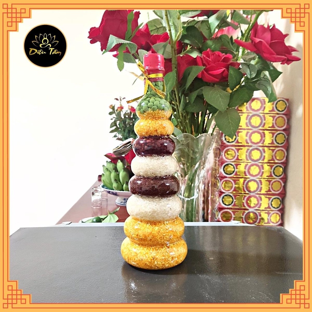 Chai ngũ cốc phong thủy năm thứ đậu hình hồ lô - Cầu tài lộc sung túc no đủ đồ thờ cúng