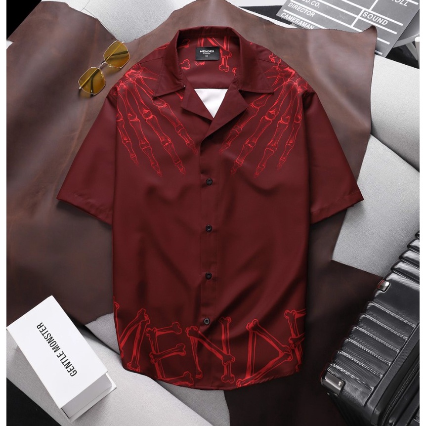 MENDE - Bone Đỏ Shirt - Áo sơ mi nam tay ngắn