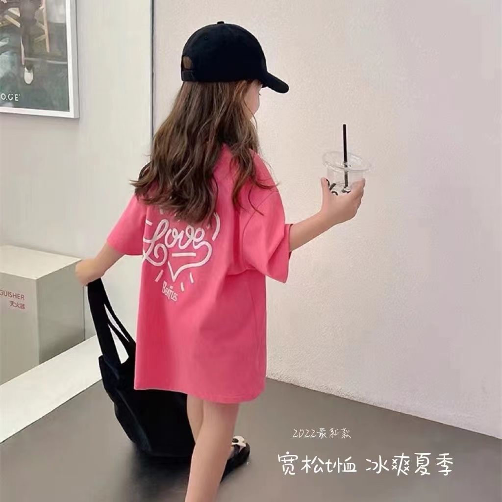 Áo Thun Cotton Nguyên Chất Tay Ngắn Cổ Tròn In Họa Tiết Hoạt Hình Thời Trang Mùa Hè Cho Bé Gái