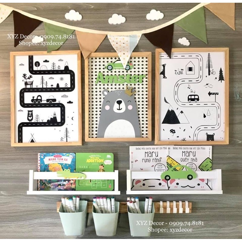 COMBO 2 KỆ SÁCH TREO TƯỜNG THANH NGANG  XYZDECOR MÀU TRẮNG