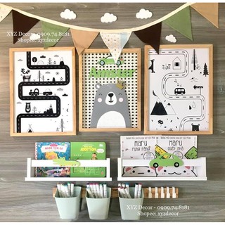 COMBO 2 KỆ SÁCH TREO TƯỜNG THANH NGANG  XYZDECOR MÀU TRẮNG
