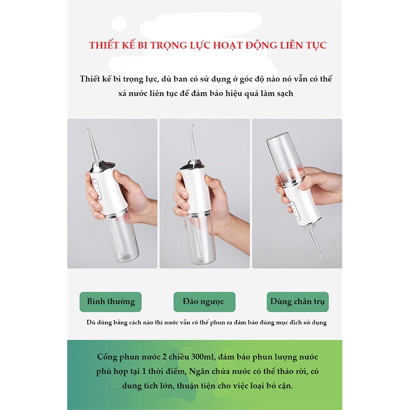 Máy Tăm Nước Cầm Tay - Tăm Nước Vệ Sinh Răng Miệng Oral Irrigator Bản Quốc Tế Chuẩn Châu Âu