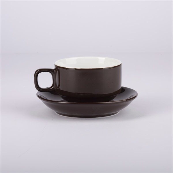 Bộ tách đĩa coffee quai vuông vân đá 150ml - Gốm Bát Tràng