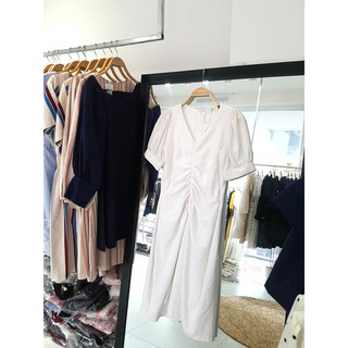 Đầm Linen Nhún Ngực