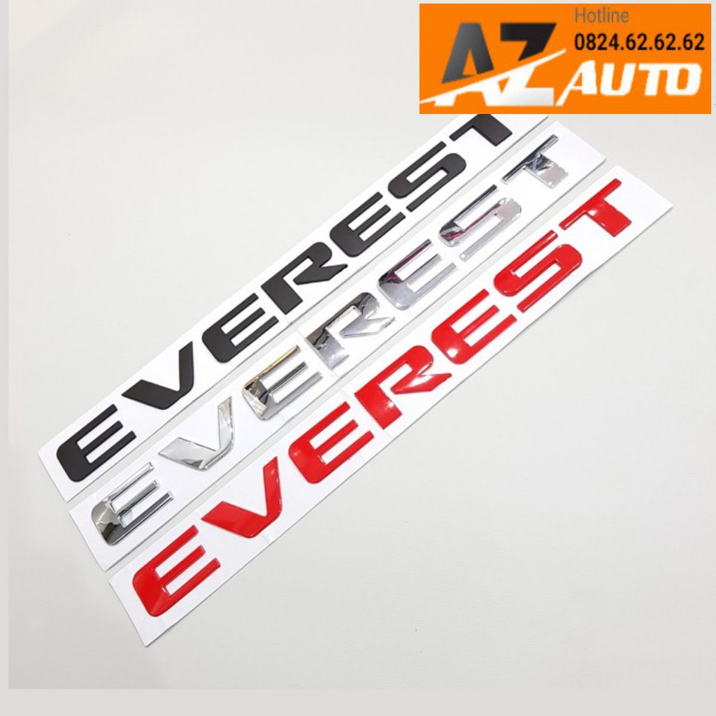 Logo chữ EVEREST nổi dán trang trí xe Ford Everest hàng cao cấp