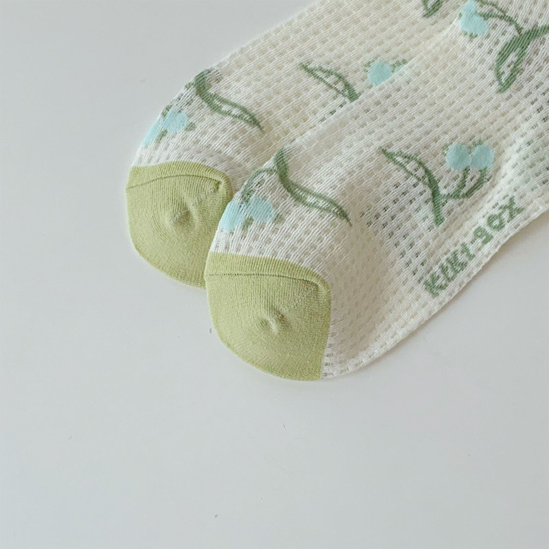 Xixi Tất Ống Lửng In Họa Tiết Hoa Tulip Phong Cách Hàn Quốc Cho Nữ