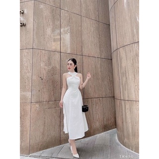Đầm dự tiệc maxi cổ yếm
