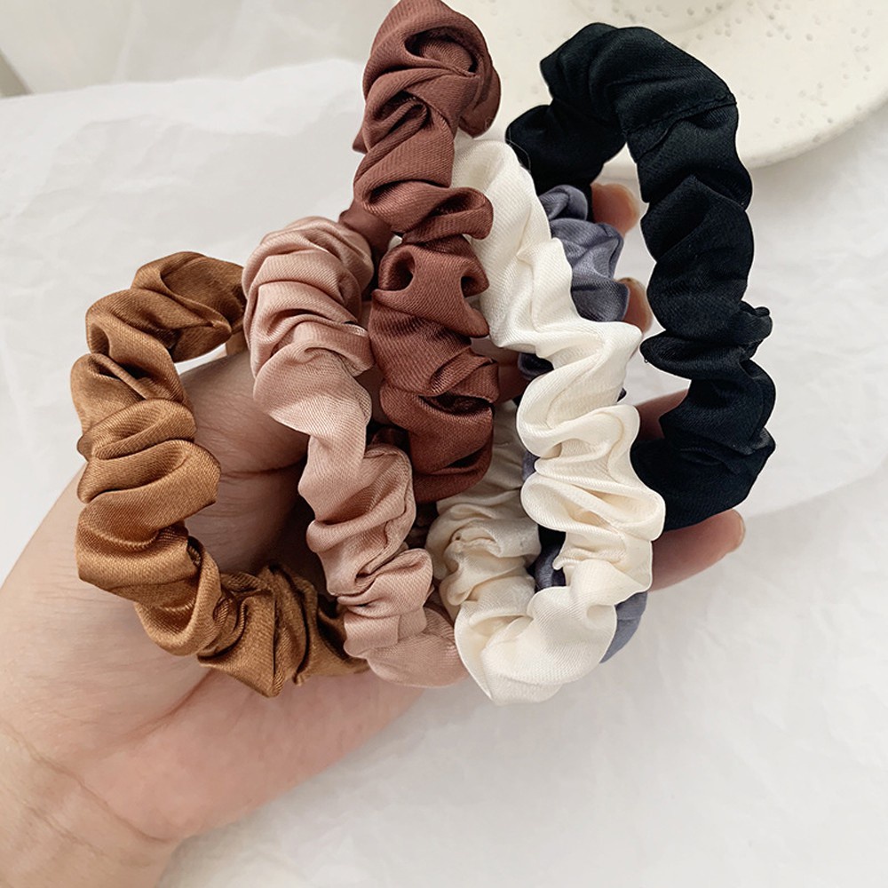 Set 6 Dây Buộc Tóc Co Giãn Màu Trơn Thời Trang Cho Nữ