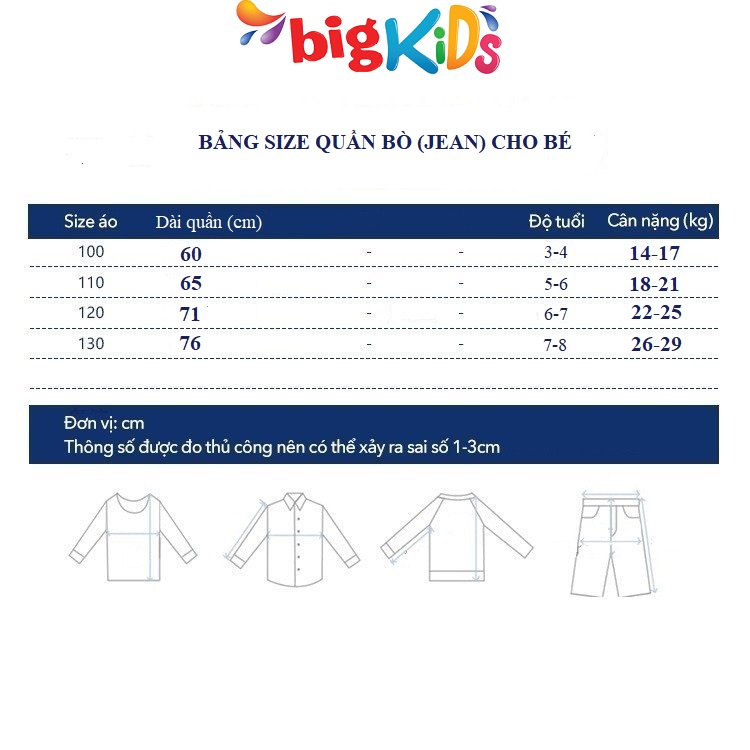 Quần bò jean bé trai hàn quốc thời trang trẻ em 2 đến 7 tuổi BigKids