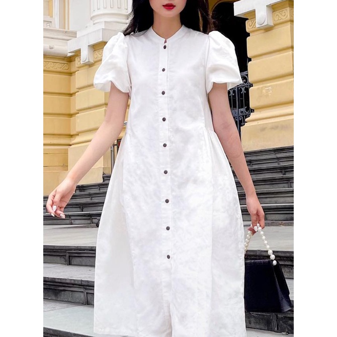 Rập Giấy 30099 - Đầm nhún eo, tay phồng lồng đèn