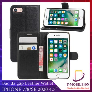 Bao da iPhone 7 8 SE 2020,🔥FREESHIP🔥Ốp lưng da cao cấp có nắp gập và chống xem phim cho iPhone 7 8 SE 2020