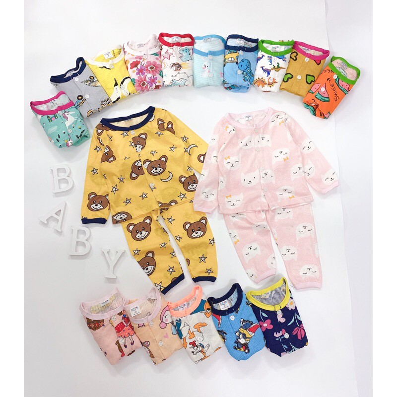 SET 3 BỘ COTTON GIẤY TĂM CÚC DÀI TAY CHO BÉ