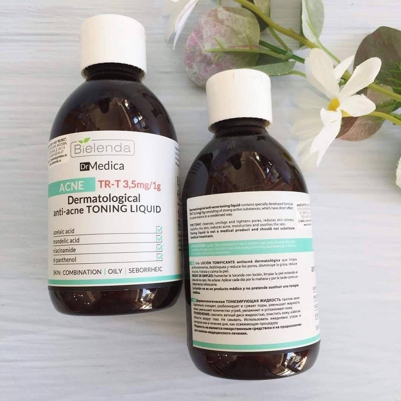 Toner Bielenda Dr Medica Anti-acne Dermatological Toning Liquid 250ml làm sạch sâu & dịu da, giảm mụn, kiềm dầu nhờn