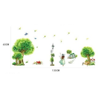 Combo 2 mẫu decal dán tường công viên làng quê