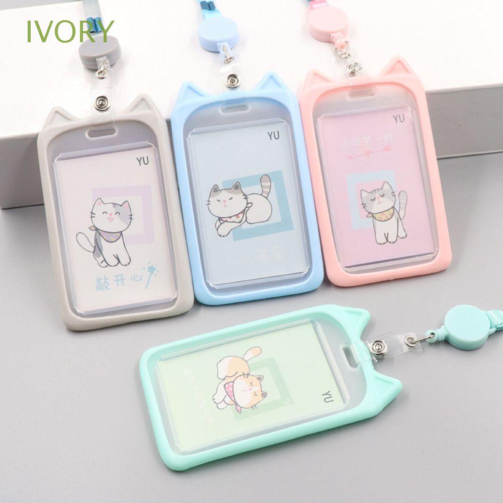 Vỏ Đựng Thẻ Học Sinh Màu Ngà Dễ Thương Điều Chỉnh Được Kèm Dây Đeo