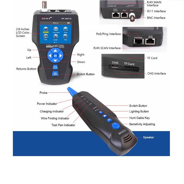 Máy test mạng noyafa NF8601S Test RJ45, RJ11, BNC, POE