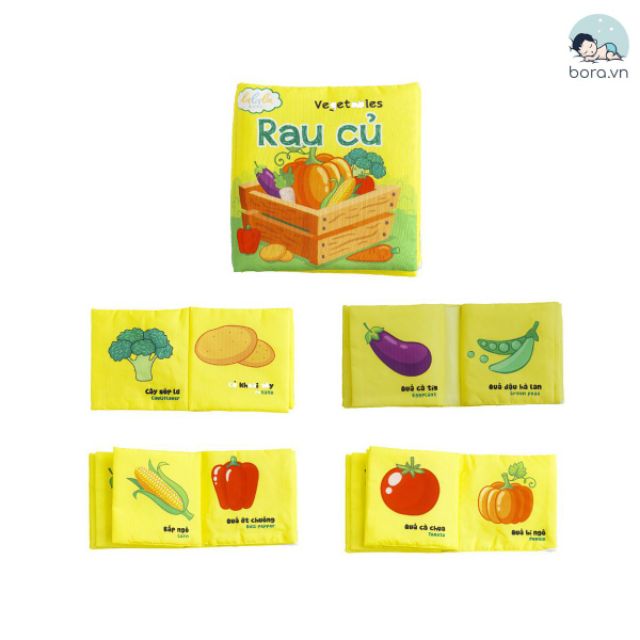 Sách vải cho bé, kích thích đa giác quan [Kích thước 15x15cm 12 trang, an toàn tuyệt đối cho bé]