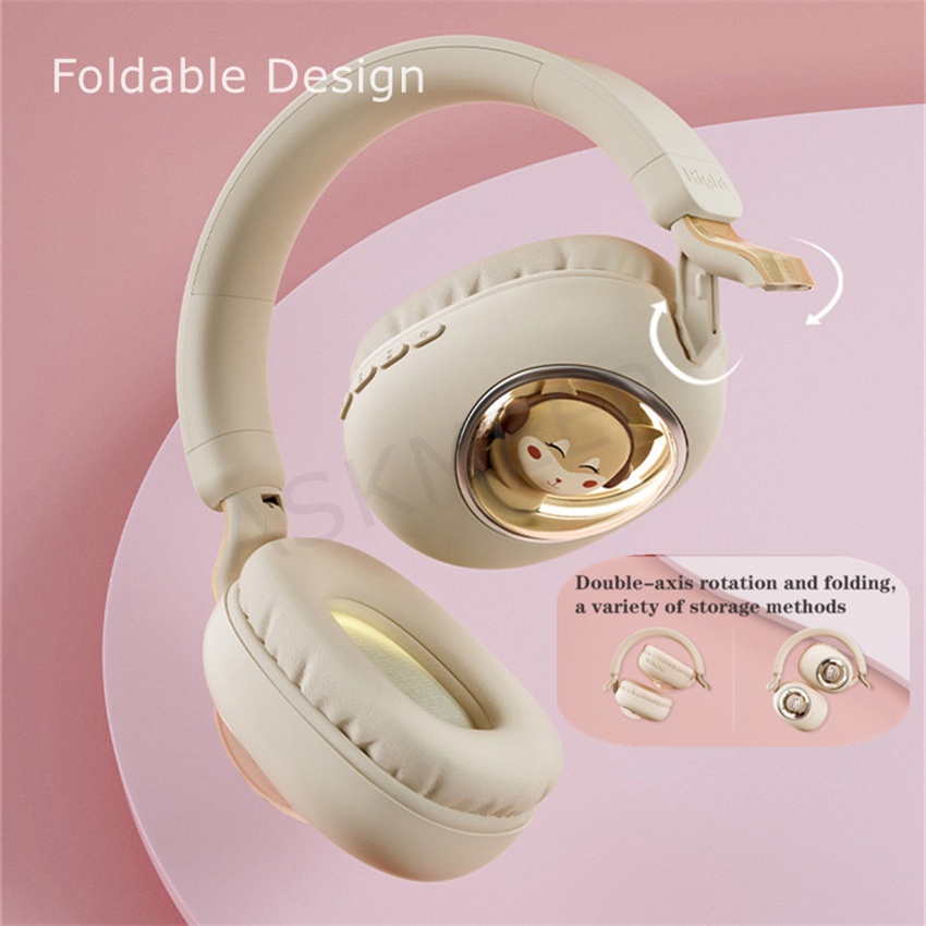 Tai Nghe Chụp Tai Bluetooth Không Dây Tích Hợp Mic Và Đèn LED Dễ Thương Cho Điện Thoại PS4