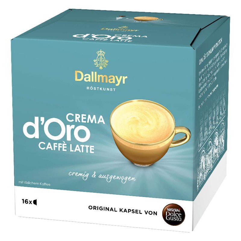 Viên nén Nescafe Dallmayr Crema d'Oro Caffe Latte cho máy Dolce Gusto  HSD 31/10/2022