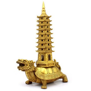 Tượng rùa đầu rồng long quy kết hợp tháp Văn Xương bằng đồng thau cỡ nhỏ