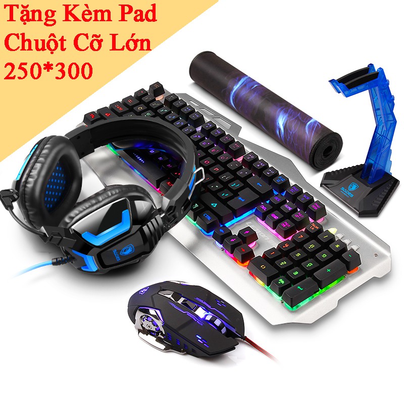 [HÀNGORDER]COMBO GAME THỦ: Chuột + Bàn Phím + Pad Chuột + Tai Nghe + Giá Đỡ Tai Nghe GAMING Giá Cực Shock