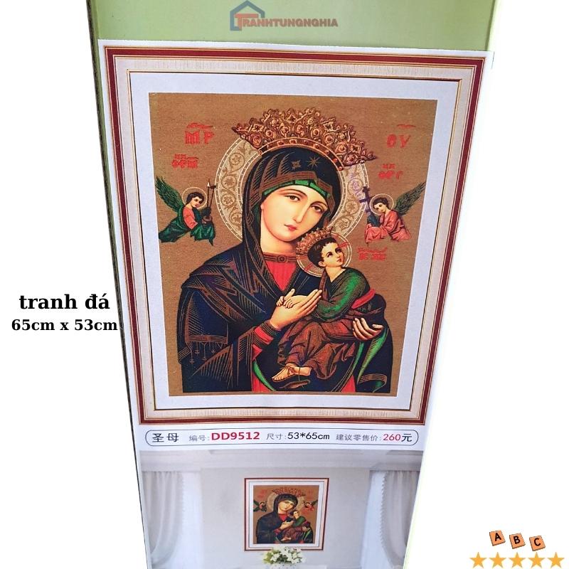 Tranh đính đá, tranh thêu chữ thập đức mẹ hằng cứu giúp