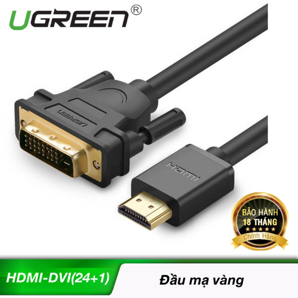 Cáp HDMI To DVI 24+1 dài 5M 8M 10M 12M 15M Cao cấp Ugreen 10137 10164 10138 10165 10166 - Hàng chính hãng