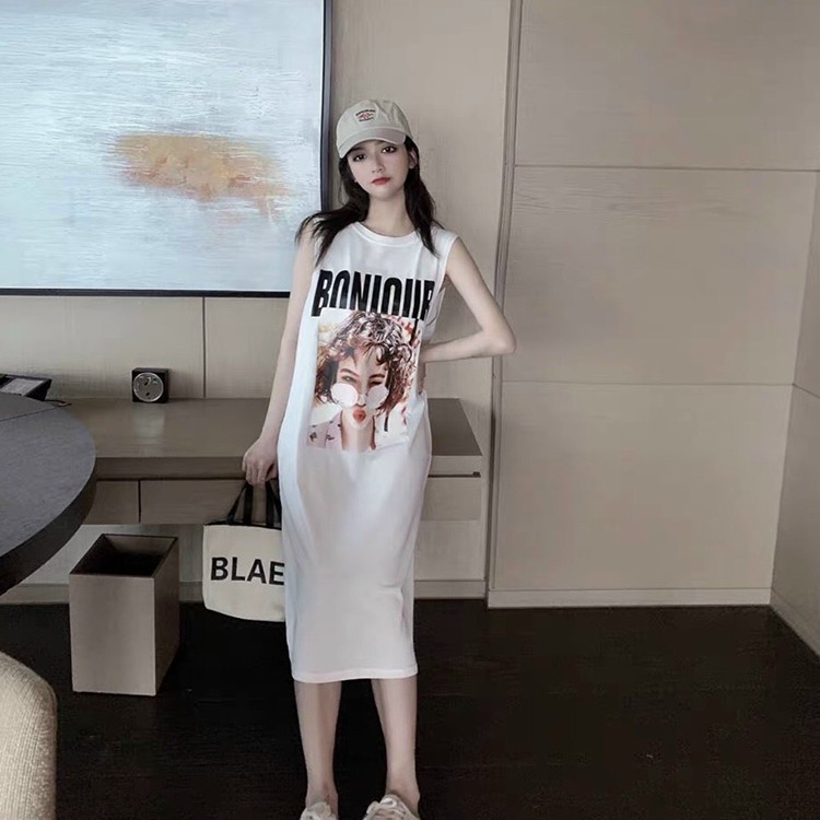 Váy Suông Họa Tiết Cô Gái BoNi Sát Nách Đầm Dài Chất Cotton Co Dãn | BigBuy360 - bigbuy360.vn