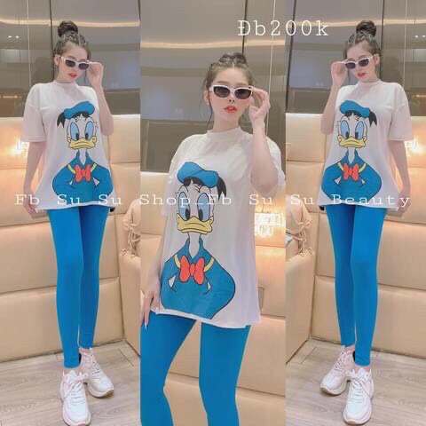 sét bộ quần ôm tixi ngắn tay in hình vịt