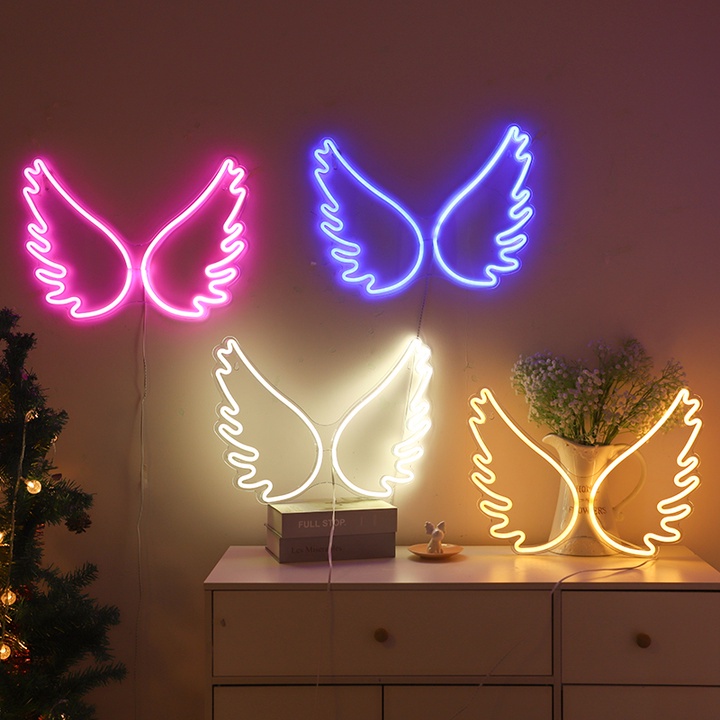 Đèn led neon nhiều mẫu đôi cánh thiên thần quà tặng dịp lễ trang trí DECOR phòng ngủ USB