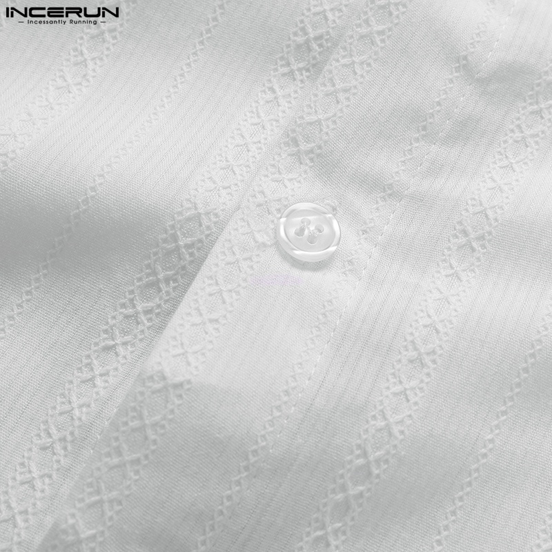 Áo sơ mi Incerun tay ngắn màu trơn cổ bẻ thanh lịch hợp thời trang cho nam