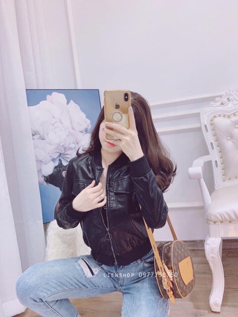 Áo bomber da 2 nắp túi | BigBuy360 - bigbuy360.vn