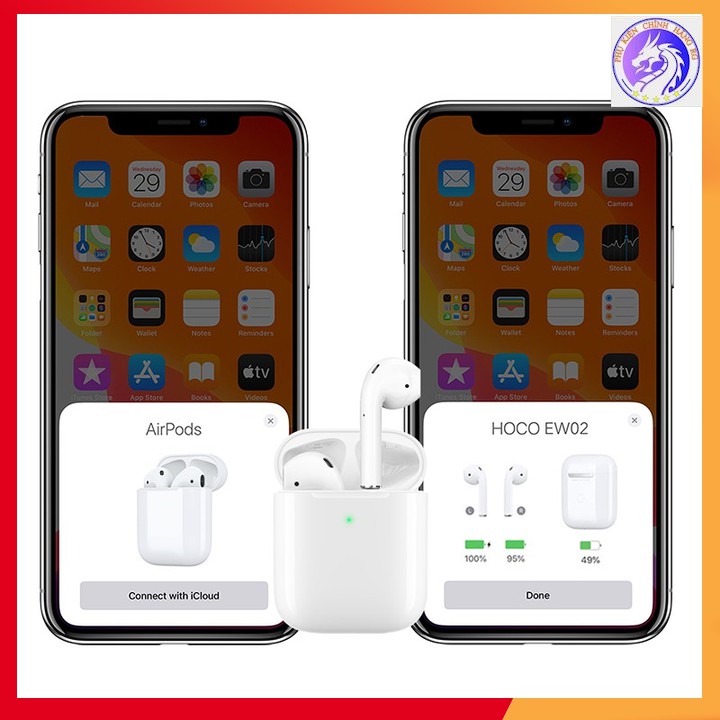 Tai Nghe Bluetooth Cảm Ứng 2 Bên TWS V5.0 Có Mic, Định Vị Hoco EW02 / Lanex LEP- W12, Chuyên Dùng Iphone - BH 12 Tháng