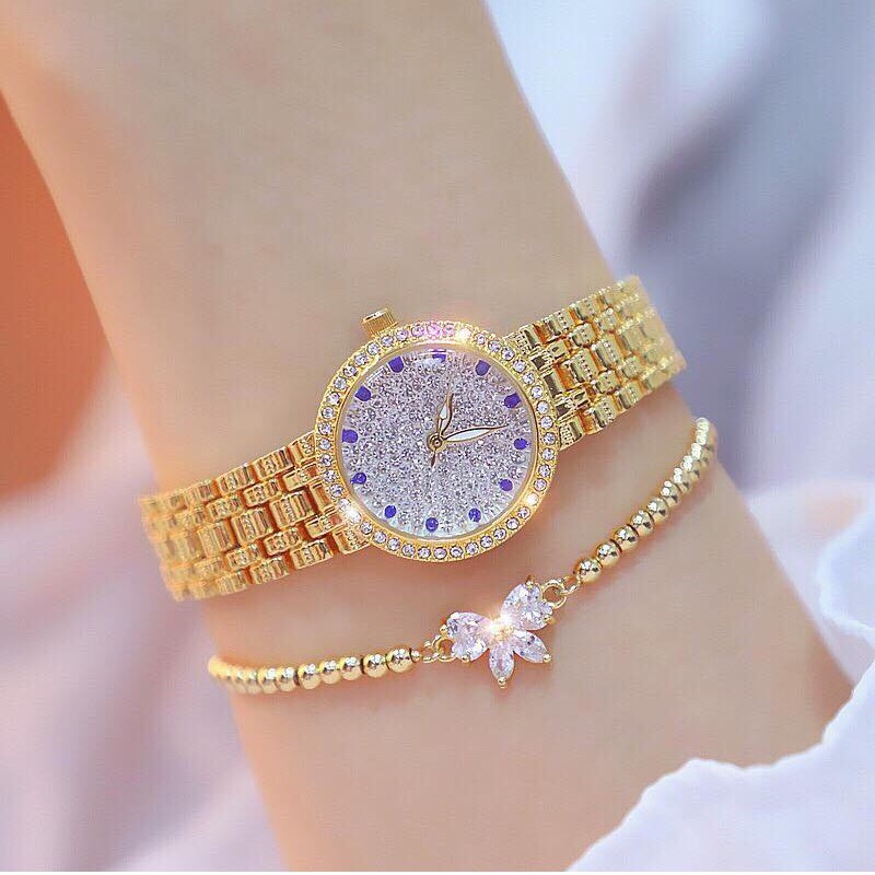 Đồng hồ nữ BS BEE SISTER BSCX dây thép mặt đính đá xanh sang trọng