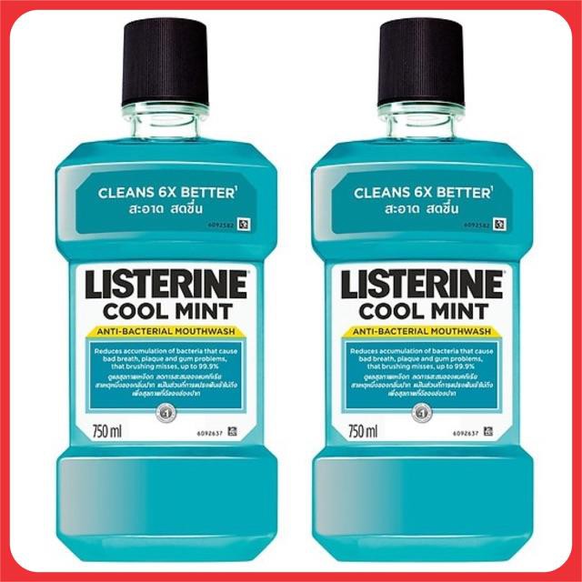 Combo 2 Nước Súc Miệng Hương Bạc Hà Listerine Cool Mint (750ml/Chai)