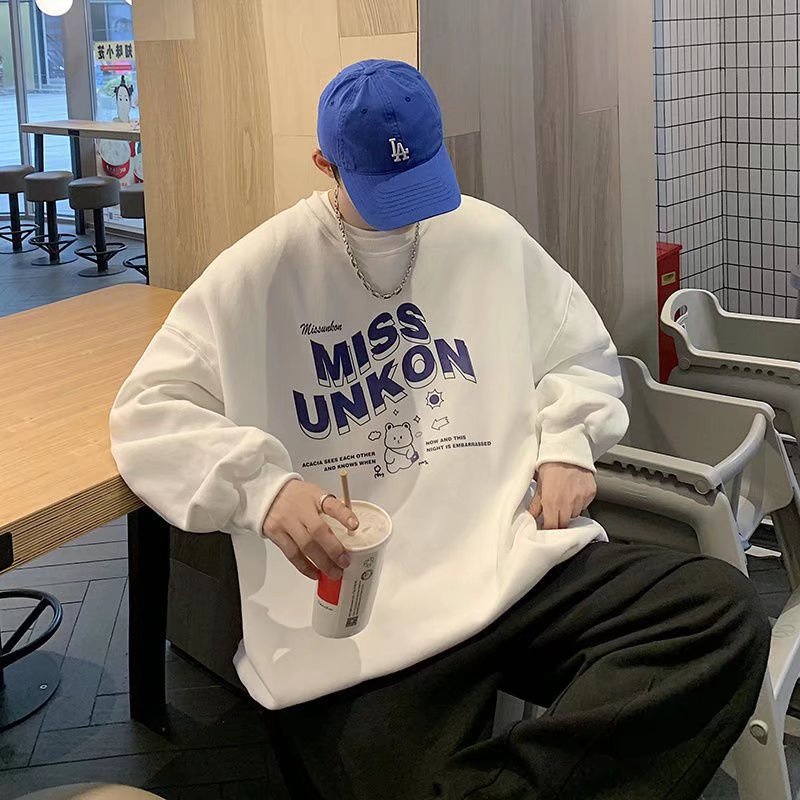 Áo sweater nỉ bông thu đông Ulzzang hiphop form rộng unisex 45kg-100kg