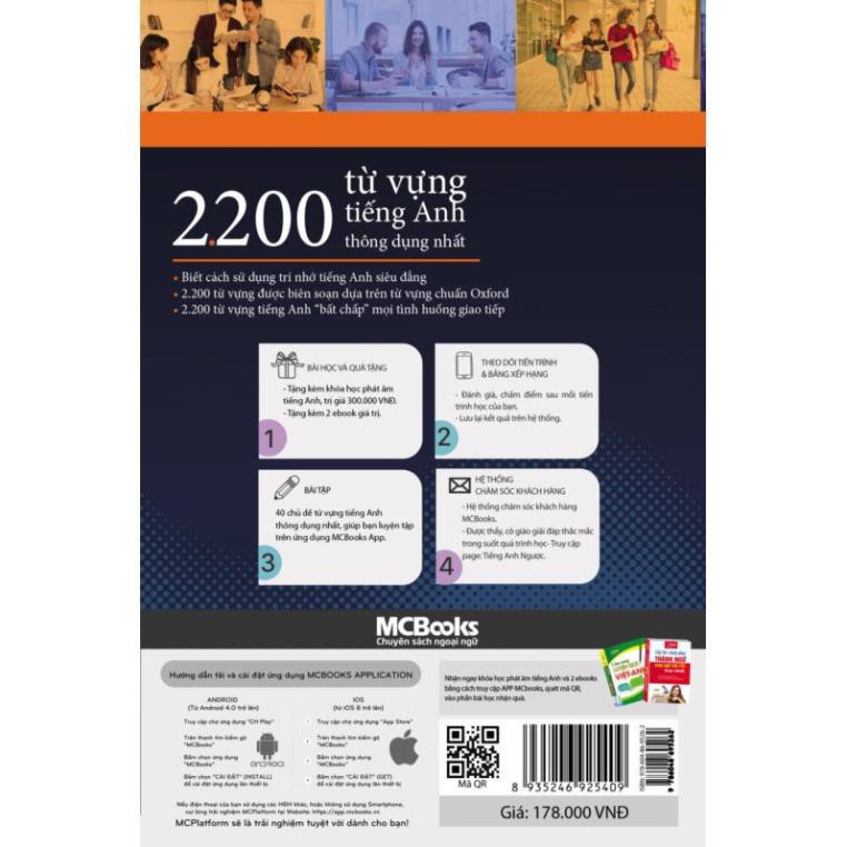 Sách - 2200 Từ Vựng Tiếng Anh Thông Dụng Nhất - Dành Cho Người Học Cơ Bản Học Kèm App [MCBOOKS]