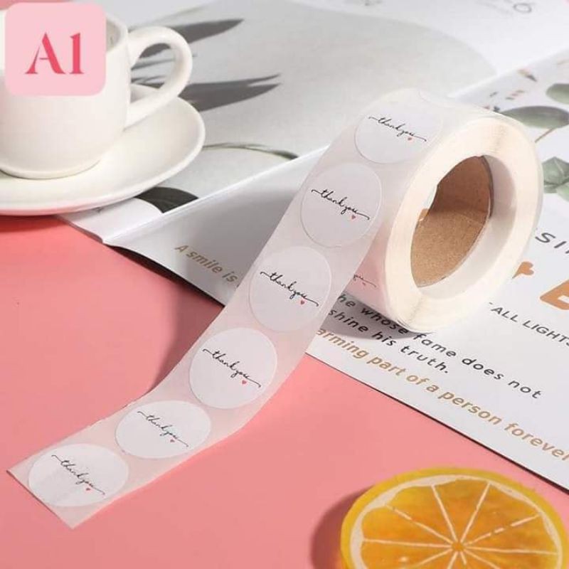 Cuộn 50 - 500 chiếc sticker in chữ thank you