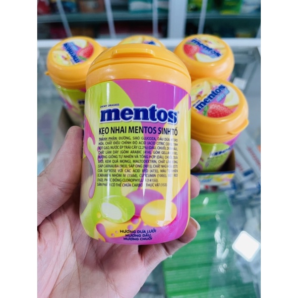 Kẹo Nhai Mentos Sinh Tố Hương Dâu, Chuối, Dưa Lưới 90g