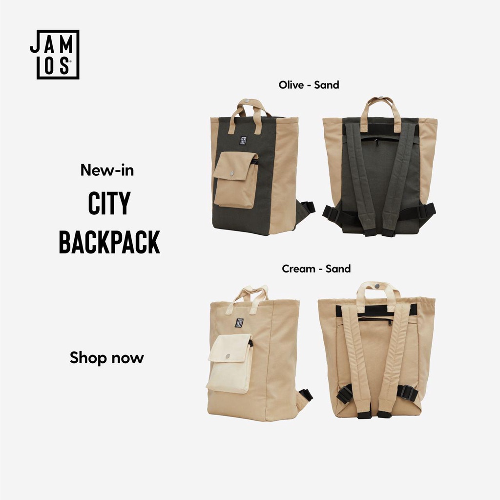 Jamlos City Backpack - Balo canvas quai xách thời trang thanh lịch hiện đại vừa laptop 13inch, A4 đi học đi làm