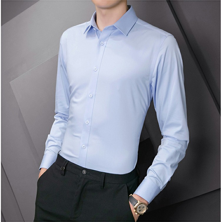 Áo sơ mi nam trơn ZM bigsize không xù, sơ mi nam Hàn Quốc trắng chống nhăn dáng ôm | BigBuy360 - bigbuy360.vn