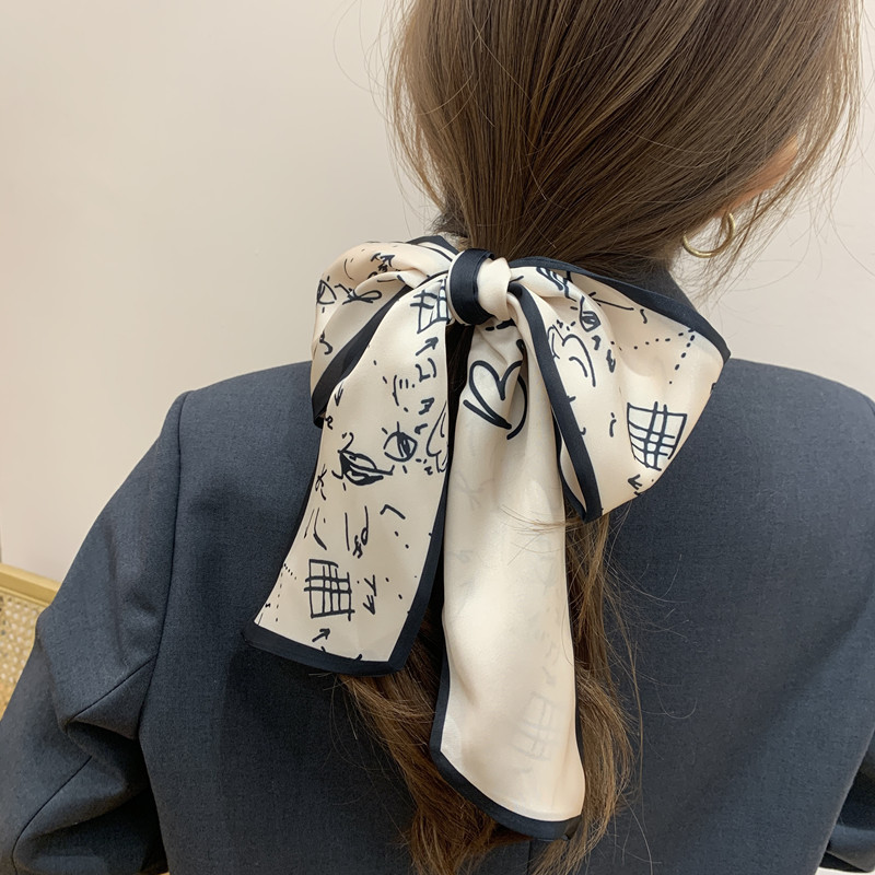 【Giảm giá】Dây Buộc Tóc Vải Lụa Hoạ Tiết Nhiều Màu Thời Trang