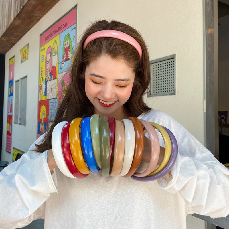 Cài tóc Da Pu Màu Trơn Phong Cách Hàn Quốc Cho Nữ