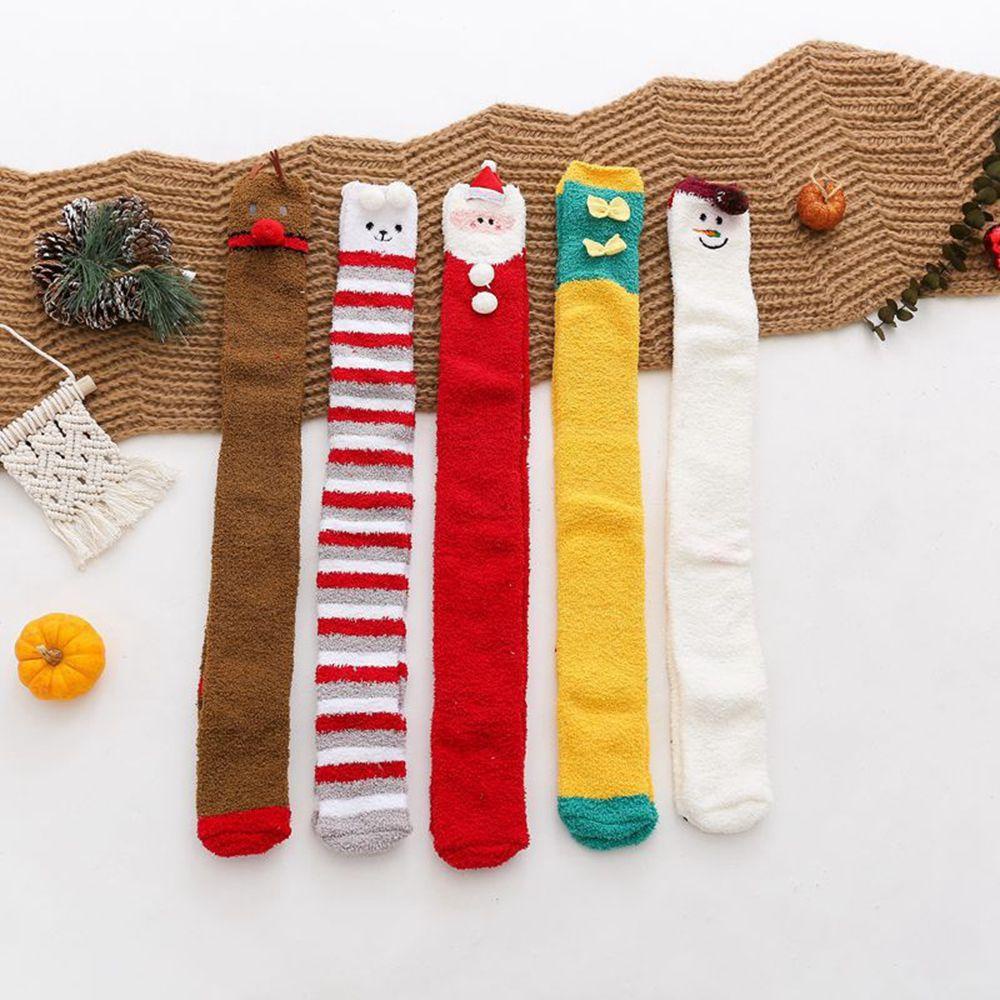 AROMA Vớ Cotton Cổ Cao Họa Tiết Giáng Sinh Đơn Giản Cho Nữ