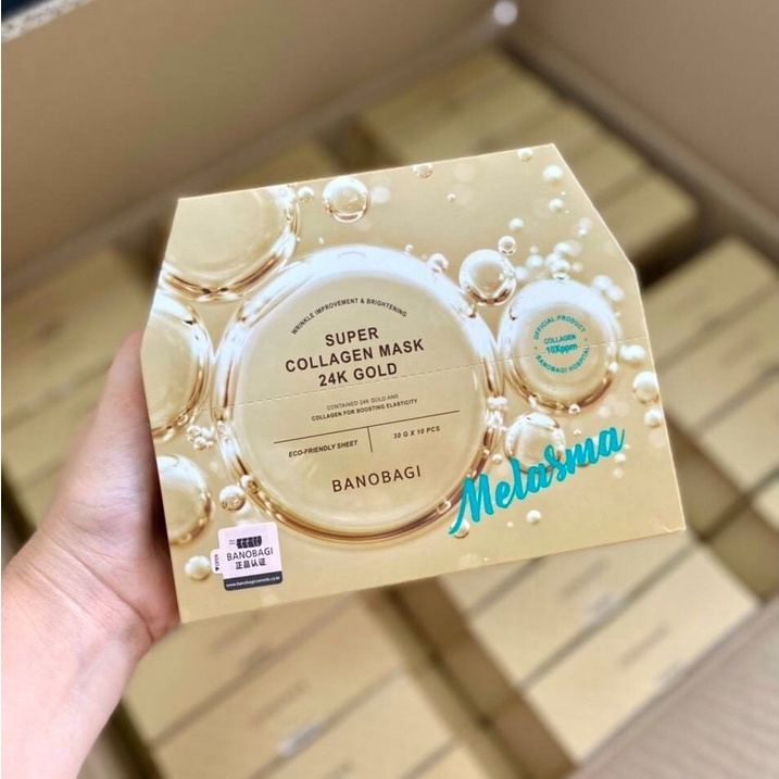 Hộp 10 Mặt Nạ Ngừa Lão Hóa, Mờ Thâm Nám Banobagi Super Collagen 24k Gold Melasma Mask 10x30ml